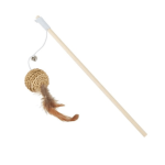 Jucarie interactiva pentru pisica tip undita cu minge si pene, Ropet, 40cm
