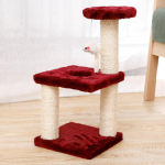 Ansamblu de joaca pe 3 nivele pentru pisici cu funie sisal pe stalpi, pentru ascutit gheare, cu soricel, 40cm, Ropet - imagine 2