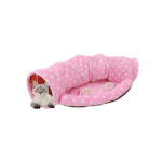 Tunel de joaca cu patut pentru pisici in forma de semi cerc, Ropet, plus, alb/roz, 125x25 cm - imagine 2