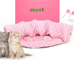 Tunel de joaca cu patut pentru pisici in forma de semi cerc, Ropet, plus, alb/roz, 125x25 cm - imagine 3