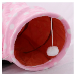 Tunel de joaca cu patut pentru pisici in forma de semi cerc, Ropet, plus, alb/roz, 125x25 cm - imagine 4