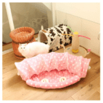 Tunel de joaca cu patut pentru pisici in forma de semi cerc, Ropet, plus, alb/roz, 125x25 cm - imagine 5