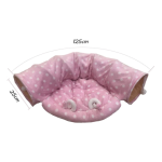 Tunel de joaca cu patut pentru pisici in forma de semi cerc, Ropet, plus, alb/roz, 125x25 cm - imagine 6