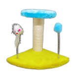 Ansamblu de joaca pentru pisici cu funie sisal pe stalp, pentru ascutit gheare, cu bila si cu soricel, 26cm, Ropet