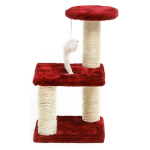 Ansamblu de joaca pe 3 nivele pentru pisici cu funie sisal pe stalpi, pentru ascutit gheare, cu soricel, 40cm, Ropet