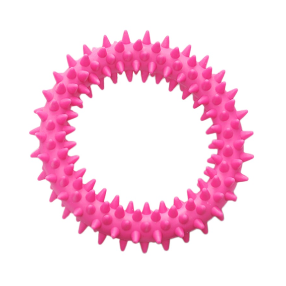 Jucarie dentara pentru caine Jucarie dentara pentru caine, inel cauciuc dintat, 10cm, Roz, Ropet - imagine 1