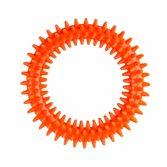 Jucarie dentara pentru caine Jucarie dentara pentru caine, inel cauciuc dintat, 10cm, Portocaliu, Ropet - imagine 1