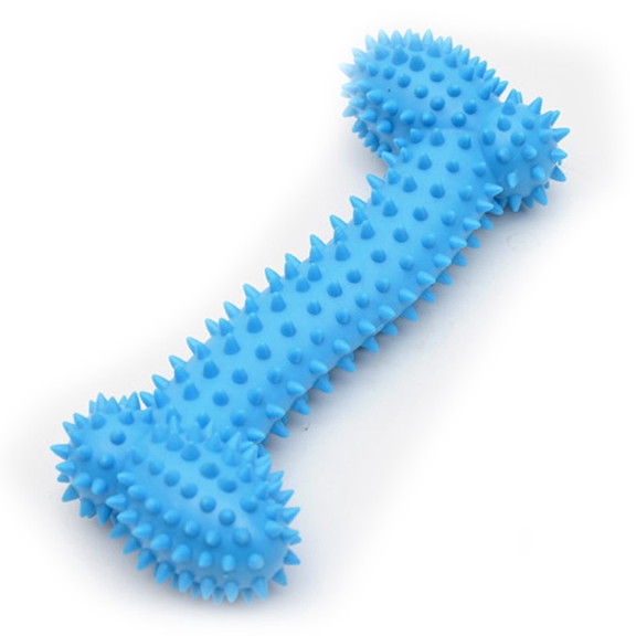 Jucarie pentru caine Jucarie pentru caine, os cauciuc dintat pentru curatarea dintilor, 10cm, Albastru, Ropet - imagine 1