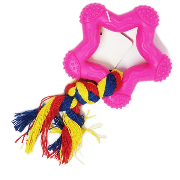 Jucarie pentru caine Jucarie pentru caine, inima cauciuc pentru curatarea dintilor, 7cm, Roz, Ropet - imagine 1