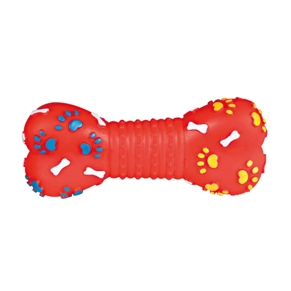 Jucarie pentru caini in forma de os cu sunet Jucarie pentru caini in forma de os cu sunet, tipatoare, 16cm, Rosu, Ropet - imagine 1