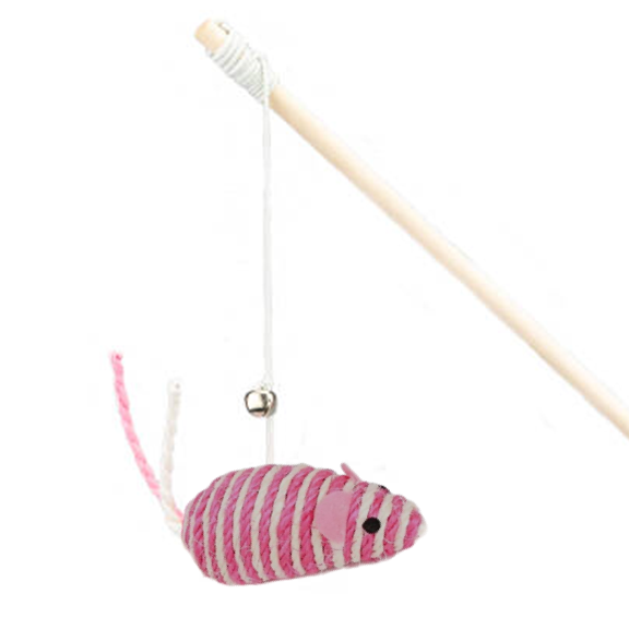 Jucarie interactiva pentru pisica tip undita cu soricel Jucarie interactiva pentru pisica tip undita cu soricel, Ropet, 40cm - imagine 1