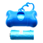 Set 2 role x 15 saci menajeri pentru fecale si dispenser cu agatatoare in forma de os, pentru caini si pisici, Albastru, Ropet - imagine 2