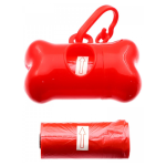 Set 2 role x 15 saci menajeri pentru fecale si dispenser cu agatatoare in forma de os, pentru caini si pisici, Rosu, Ropet - imagine 2