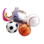 Set 4 piese, jucarii pentru pisici, 3 mingiute cu clopotel si 1 soricel cu puf, 4.5-10cm, Ropet - imagine 2