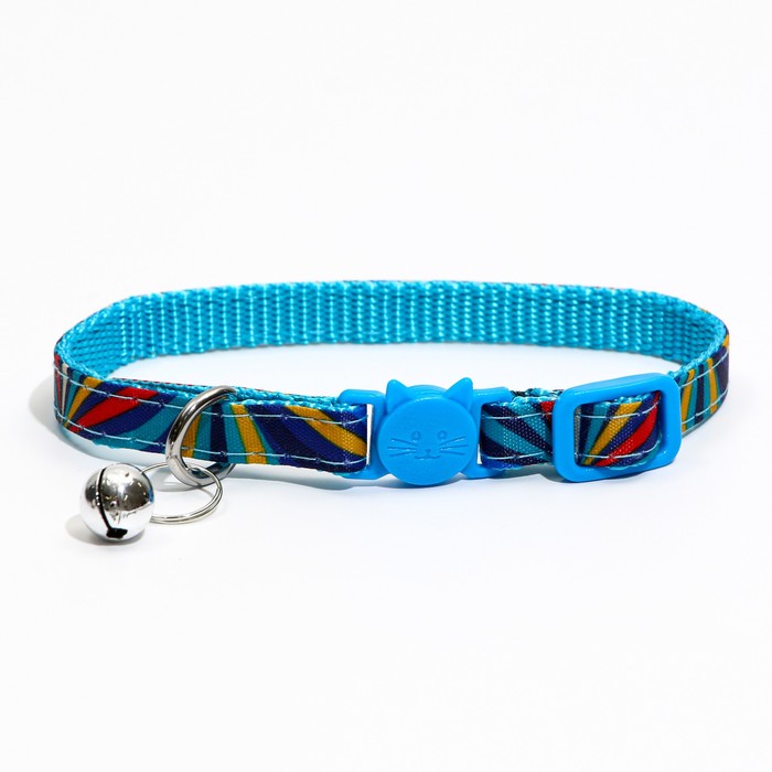 Zgarda ajustabila cu catarama pisica Zgarda ajustabila cu catarama pisica, pentru pisici, cu clopotel, 26cm, Albastru, Ropet - imagine 1