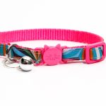 Zgarda ajustabila cu catarama pisica, pentru pisici, cu clopotel, 26cm, Roz, Ropet - imagine 3
