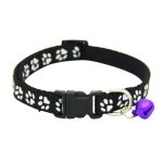 Zgarda ajustabila cu clopotel pentru caini si pisici, 18-32cm/1cm, Negru, Ropet