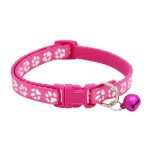 Zgarda ajustabila cu clopotel pentru caini si pisici, 18-32cm/1cm, Roz, Ropet