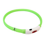 Zgarda din silicon cu Led Pentru Caini, 55cm, Reglabila, Verde, Reincarcabila, USB Inclus, Ropet