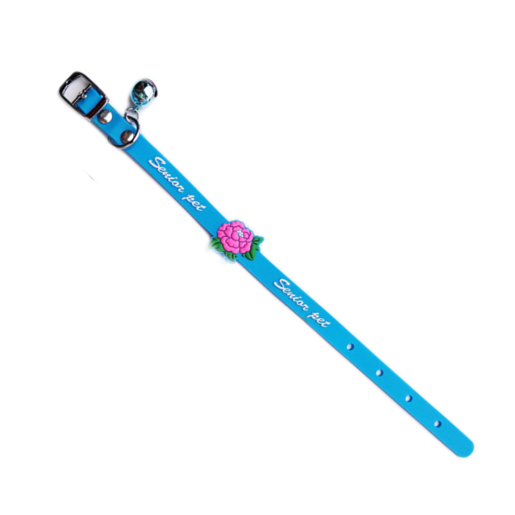 Zgarda ajustabila pentru catei si pisici cu clopotel Zgarda ajustabila pentru catei si pisici cu clopotel, 29cm, Silicon, Albastru, Ropet - imagine 1