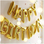 Balon Folie Happy Birthday, Auriu, 43 cm, Ropet - imagine 3