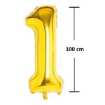 Balon Folie Cifra 1, Auriu, 100 cm, Ropet - imagine 2