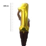 Balon Folie Cifra 1, Auriu, 100 cm, Ropet - imagine 3