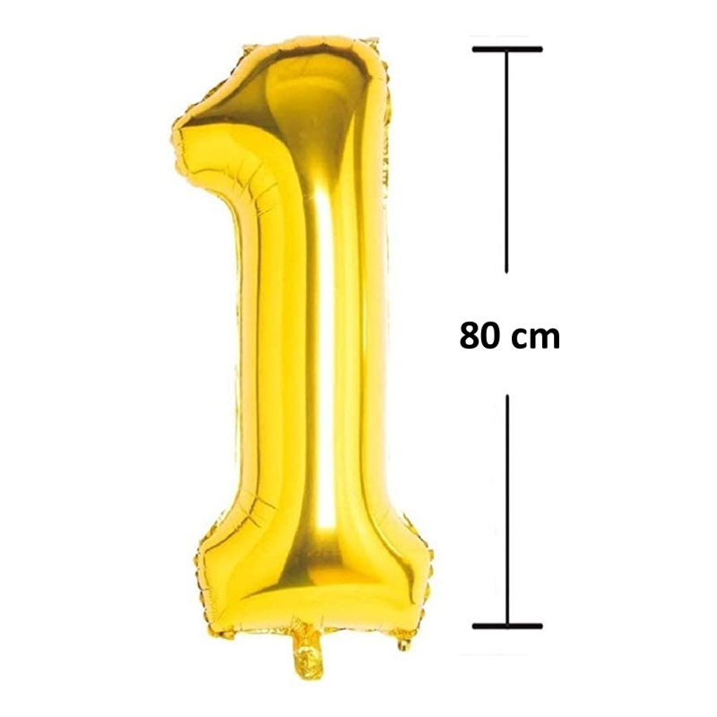 Balon Folie Cifra 1, Auriu, 80 cm, Ropet - imagine 2