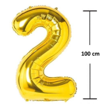 Balon Folie Cifra 2, Auriu, 100 cm, Ropet - imagine 2