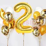 Balon Folie Cifra 2, Auriu, 100 cm, Ropet - imagine 3