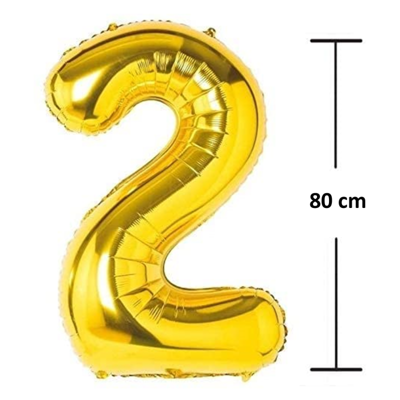 Balon Folie Cifra 2, Auriu, 80 cm, Ropet - imagine 2