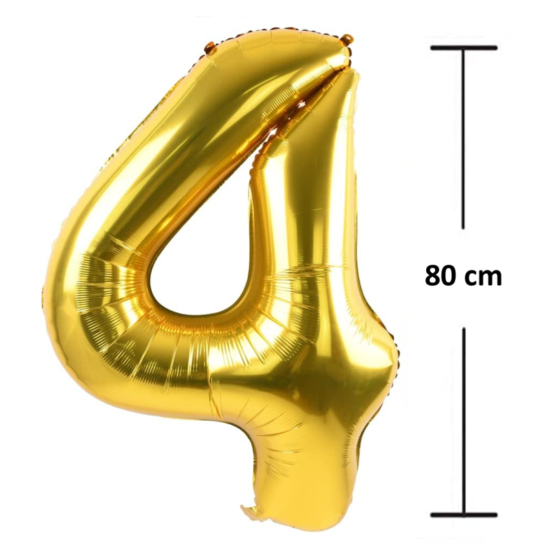 Balon Folie Cifra 4, Auriu, 80 cm, Ropet - imagine 2