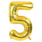Balon Folie Cifra 5, Auriu, 80 cm, Ropet