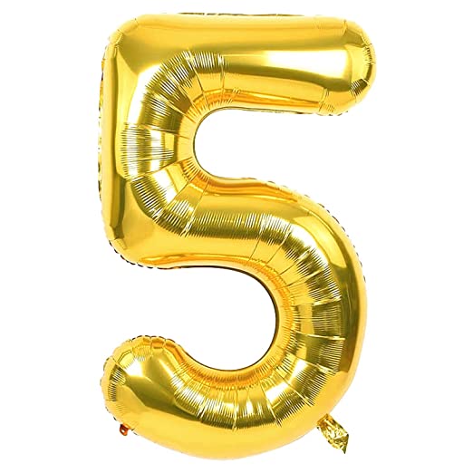 Balon aniversare folie Ropet Balon Folie Cifra 5, Auriu, 80 cm, Ropet - imagine 1