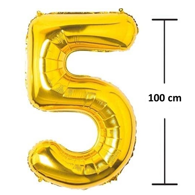Balon Folie Cifra 5, Auriu, 100 cm, Ropet - imagine 2