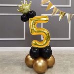 Balon Folie Cifra 5, Auriu, 80 cm, Ropet - imagine 5