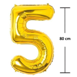 Balon Folie Cifra 5, Auriu, 80 cm, Ropet - imagine 2