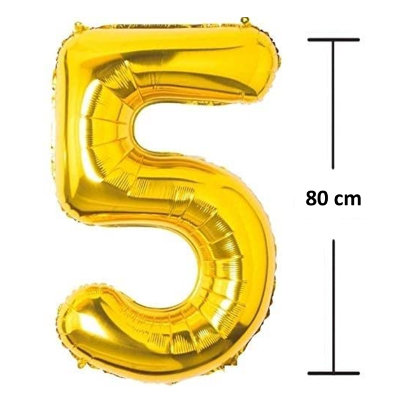 Balon Folie Cifra 5, Auriu, 80 cm, Ropet - imagine 2