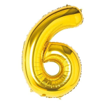 Balon Folie Cifra 6, Auriu, 80 cm, Ropet