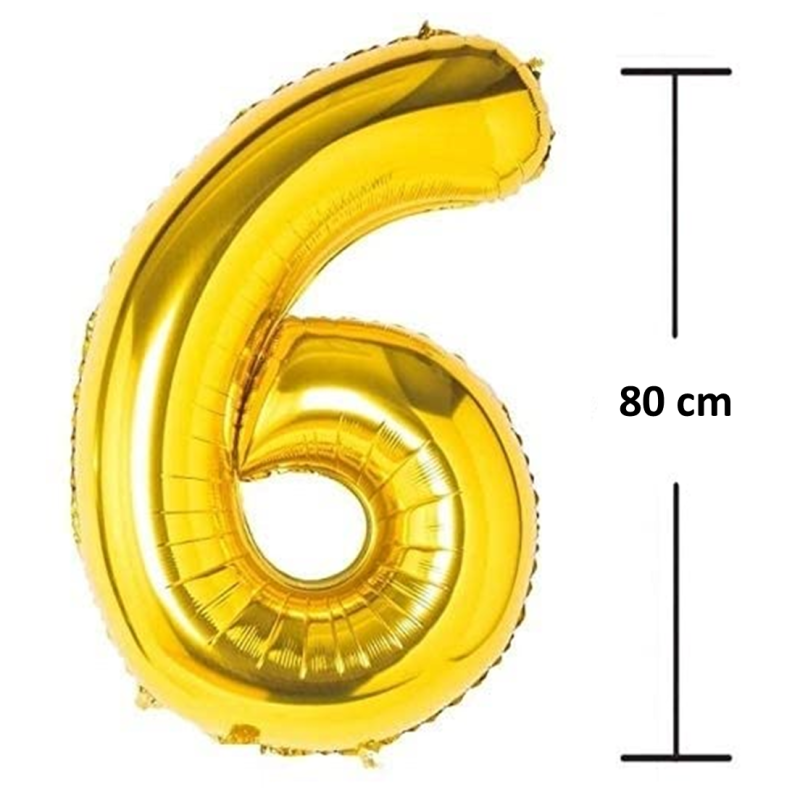 Balon Folie Cifra 6, Auriu, 80 cm, Ropet - imagine 2