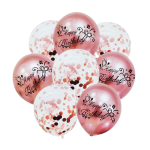 Set 8 Baloane Confetti Rose Gold, 30 cm Si Rola Rafie Color 10 m, Ropet