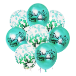 Set 8 Baloane Confetti Verde, 30 cm Si Rola Rafie Color 10 m, Ropet
