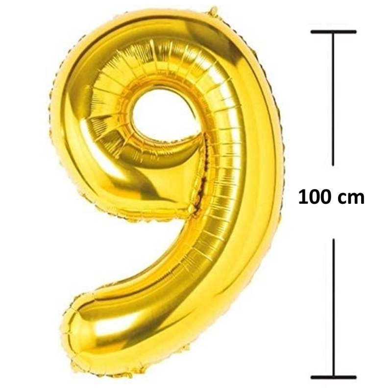 Balon Folie Cifra 9, Auriu, 100 cm, Ropet - imagine 2