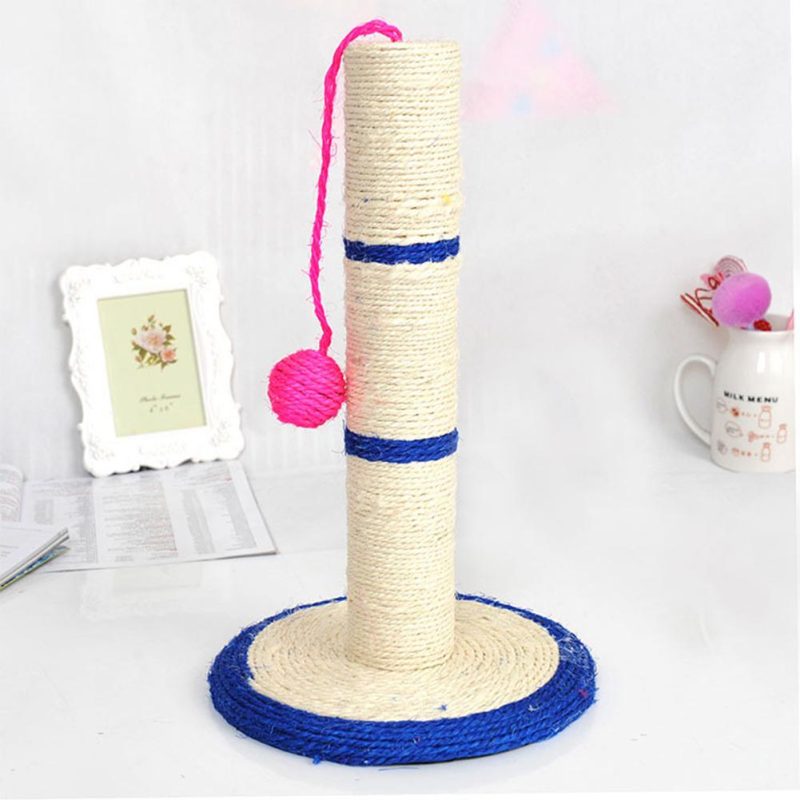 Ansamblu de joaca pentru pisici sisal, cu bila sisal, 40cm, Albastru, Ropet - imagine 3