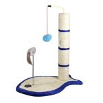 Ansamblu de joaca pentru pisici sisal, cu bila rotativa si soricel, 50cm, Albastru, Ropet