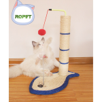Ansamblu de joaca pentru pisici sisal, cu bila rotativa si soricel, 50cm, Albastru, Ropet - imagine 4