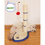 Ansamblu de joaca pentru pisici sisal, cu bila rotativa si soricel, 50cm, Albastru, Ropet - imagine 3