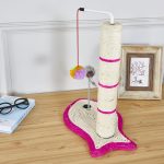 Ansamblu de joaca pentru pisici sisal, cu bila rotativa si soricel, 50cm, Roz, Ropet - imagine 2