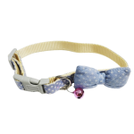 Zgarda ajustabila cu clopotel si fundita textil, 27-36cm/15mm, Albastru deschis, Ropet - imagine 2