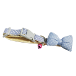 Zgarda ajustabila cu clopotel si fundita textil, 27-36cm/15mm, Albastru deschis, Ropet - imagine 3